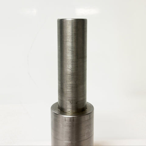 Metal cylindrical axle jack pin on a white background. 